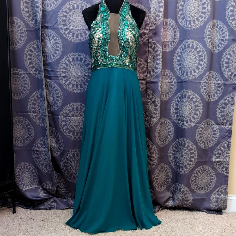 Green Halterneck Formal Gown